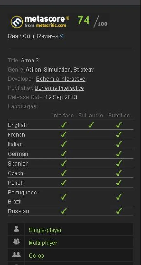 Arma 3 (Steam Gift/Region Free/ROW)
