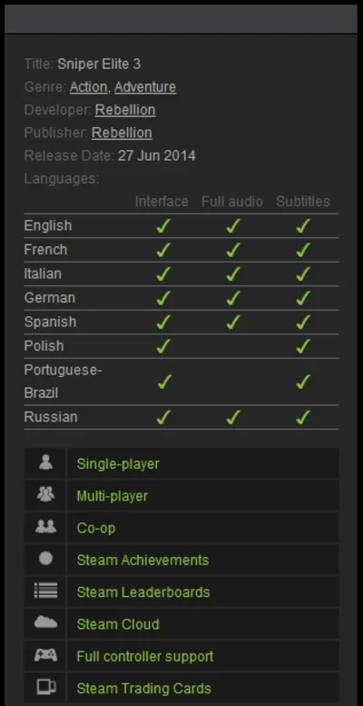 Sniper Elite 3 ROW (Steam Gift  Region Free)