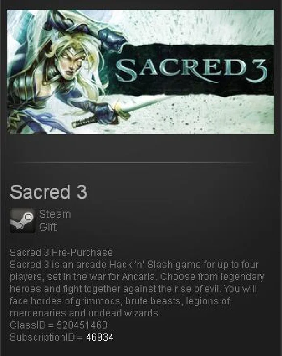 Sacred 3 (Steam Gift / Region Free)