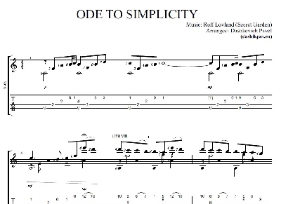 Ode to Simplisity(Secret Garden)-ноты и табы для гитары