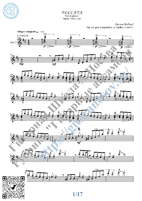 Toccata_Rolland (Sheet Music for 4 guitars)
