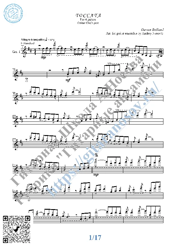 Toccata_Rolland (Sheet Music for 4 guitars)