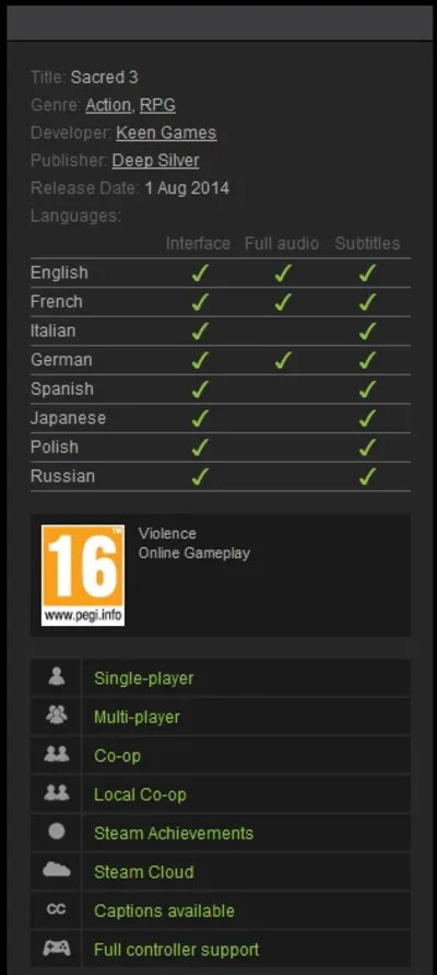 Sacred 3 Pre-Order (Steam Gift  Region Free)