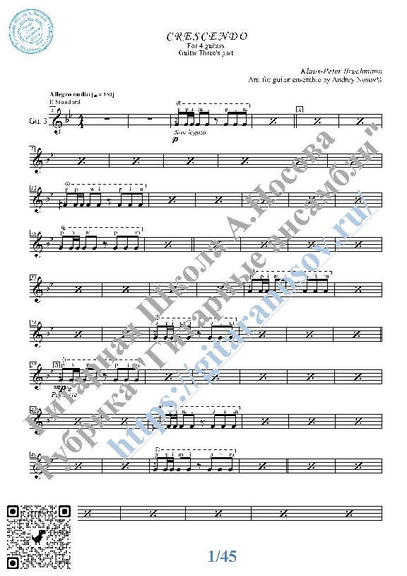 Crescendo_Bruchmann (Sheet Music for 4 guitars)