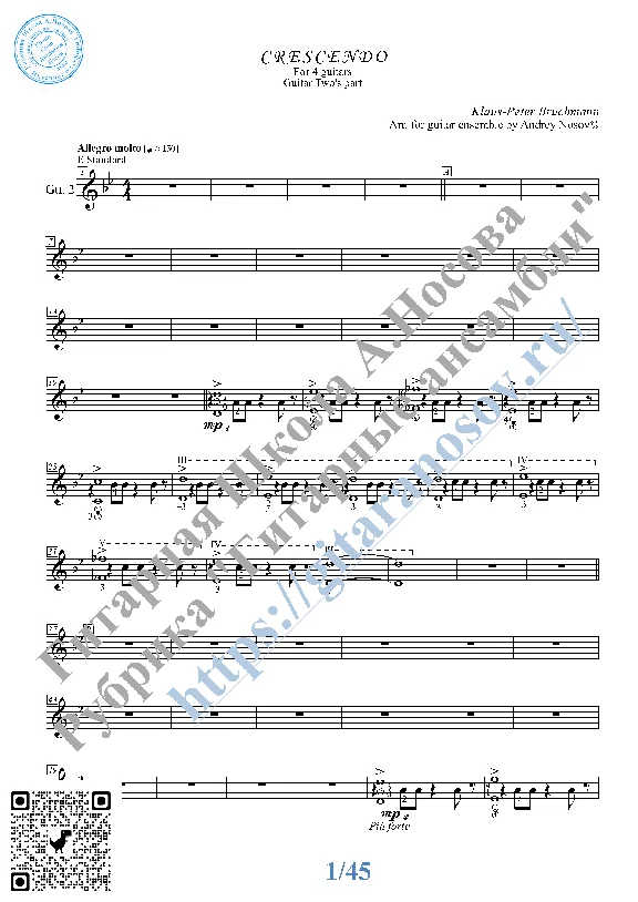 Crescendo_Bruchmann (Sheet Music for 4 guitars)