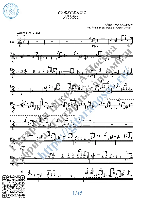 Crescendo_Bruchmann (Sheet Music for 4 guitars)