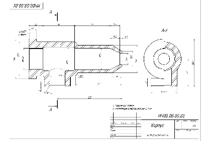 MCh00.08.00.01 building. Working drawing of a part in A