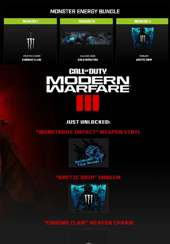 🔑🔥NEW🔥 MONSTER ENERGY BUNDLE| Code MW III