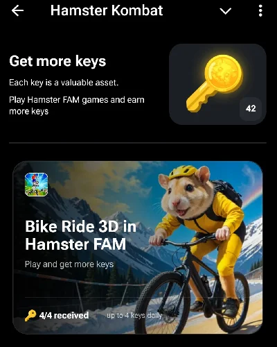 4 KEYS TO THE GAMEv- Bike Ride 3D-FOR HAMSTER COMBAT