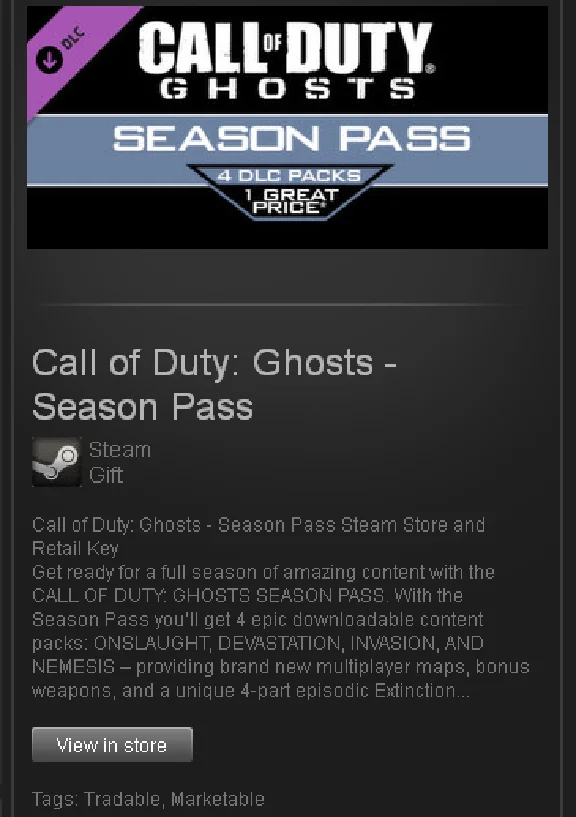 Call of Duty: Ghosts - Season Pass - STEAM Gift / ROW