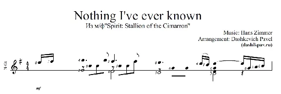 Nothing I´ve ever known-notes and tabs for guitar