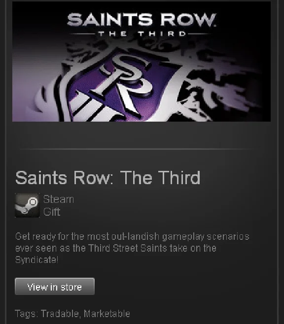 zzzz_Saints Row: The Third - STEAM Gift / GLOBAL / ROW