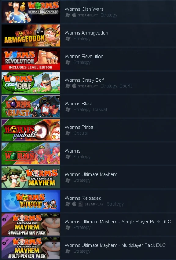 Worms Collection - STEAM Gift - Region Free / ROW