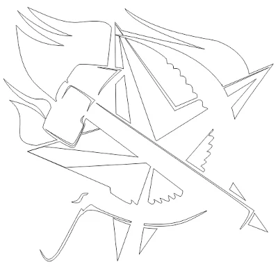 Серп и молот символ стилизованный. Векторный формат CDR