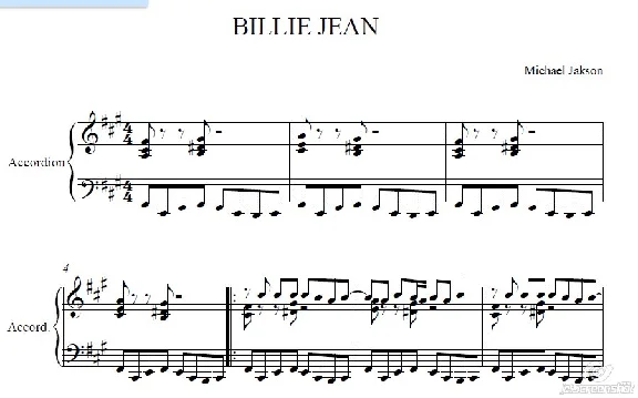 Billie Jean Michael Jackson / music for accordion / bay