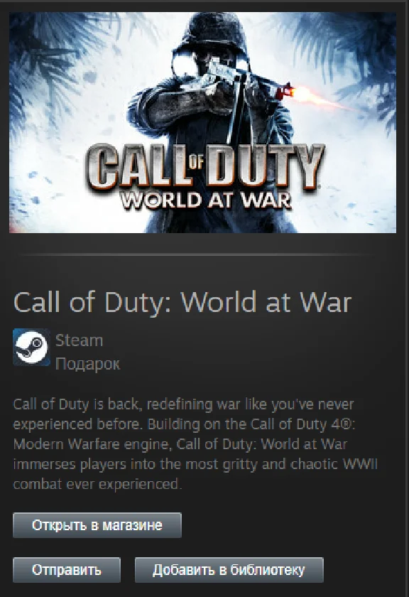 Call of Duty: World at War STEAM Gift - Global