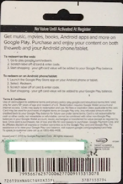 Google Play Gift Card $50 (real photo) + DISCOUNT