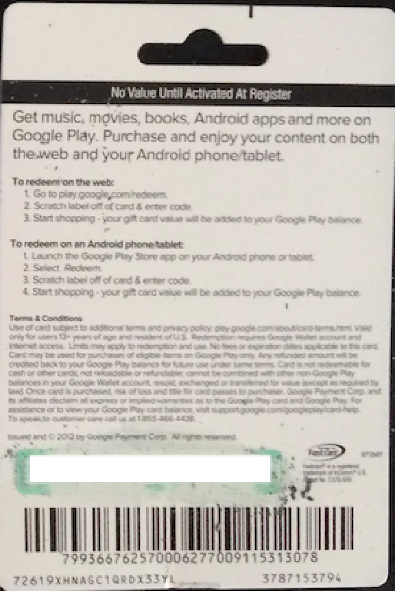 Google Play Gift Card $50 (real photo) + DISCOUNT