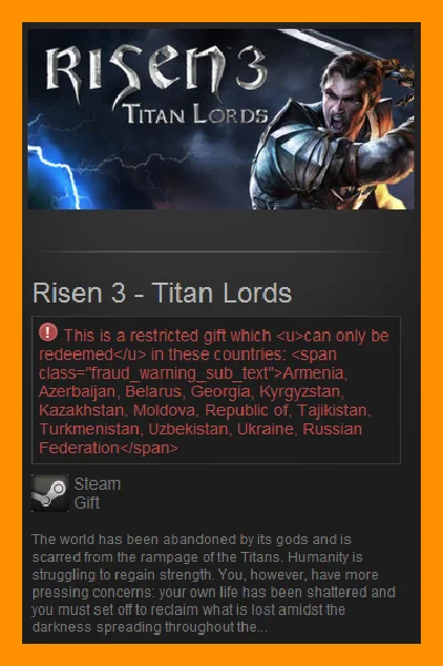 Risen 3 - Titan Lords (Steam Gift / RU CIS)