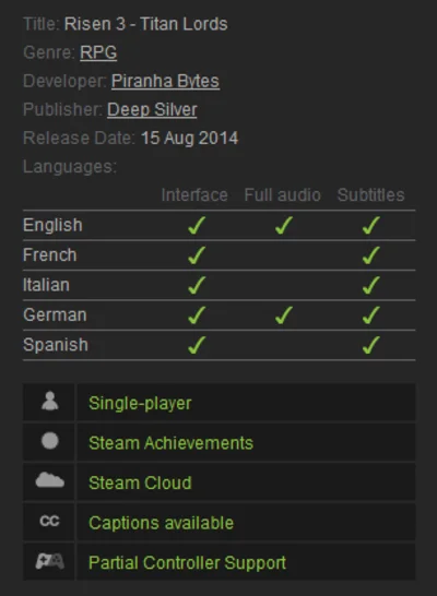 Risen 3 - Titan Lords (Steam Gift / RU CIS)