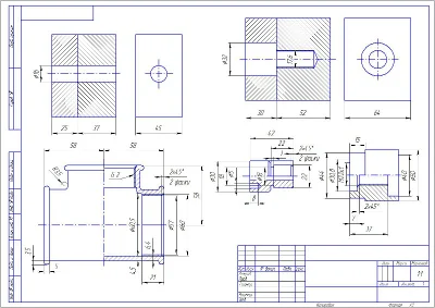 Чертежи - резьбовые соединения. Инженерная графика.
