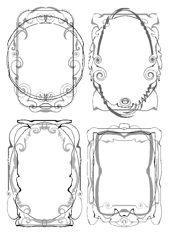 Black and white vector frames for text formatting, №2