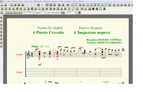 PUERTE CERRADA by Moreno-Torroba for 6-string guitar