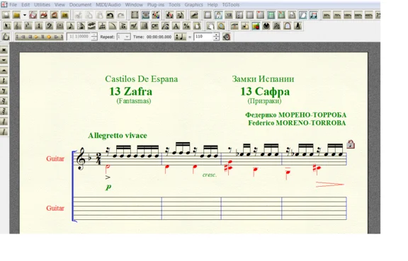 ZAFRA by Moreno-Torroba  for 6-string guitar