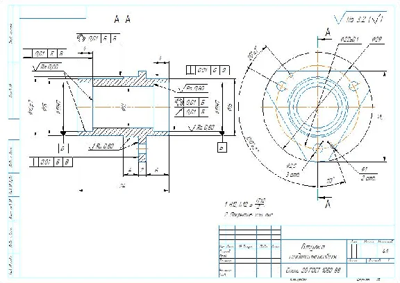 Working drawing of the bearing bushing in the compass