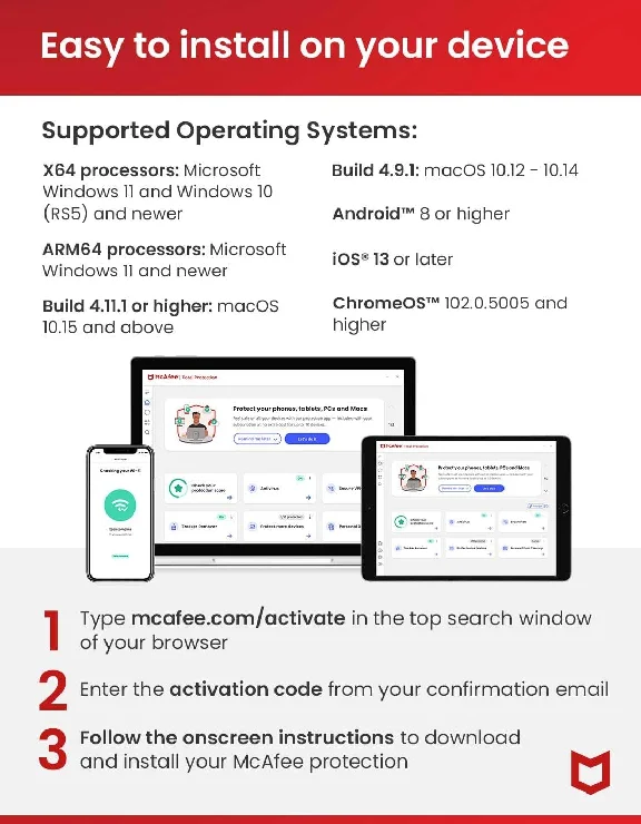 McAfee Total Protection 2025 Antivirus 2 Years 1 Device