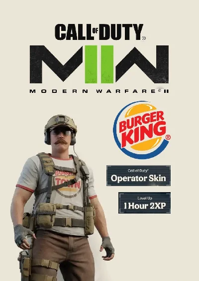 2x Burger King 🍔 Town Operator Skin+60min2XP CoD MWIII