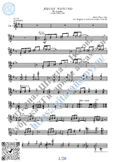 Adios Nonino_Piazzolla (Sheet Music for 6 guitars)