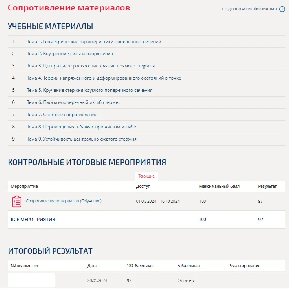 Сопротивление материалов.ти.Тест Синергия/МТИ 2024г