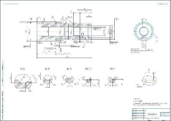 Чертеж детали "Шпиндель" в компасе