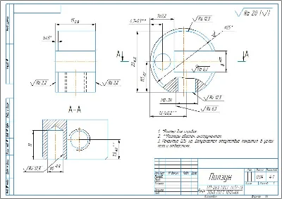 Technological diagram for manufacturing the slider part