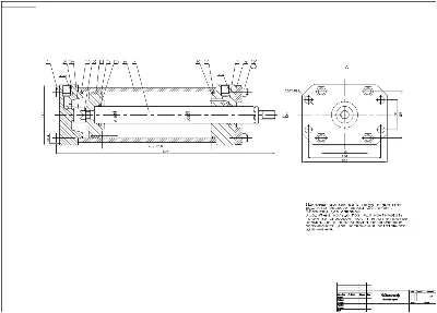 Чертеж гидроцилиндра в программе AutoCAD