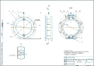 Чертеж корпуса заслонки DN200 в сборе