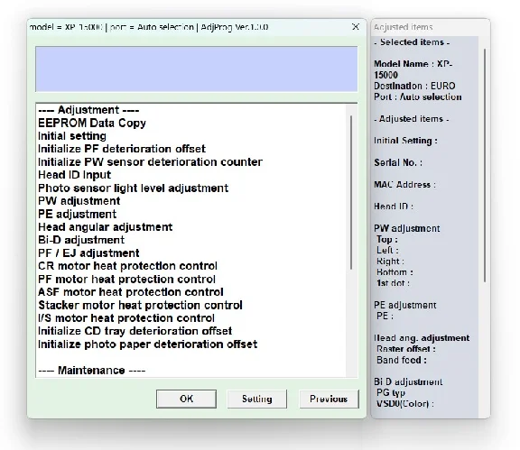 EPSON AdjProg Reset Epson XP-15000