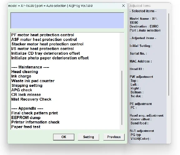 EPSON AdjProg Reset Epson XP-15000