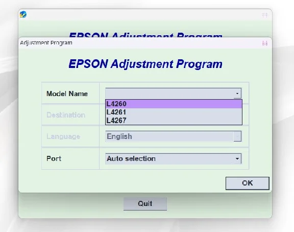 EPSON AdjProg Reset L4260 L4261 L4267
