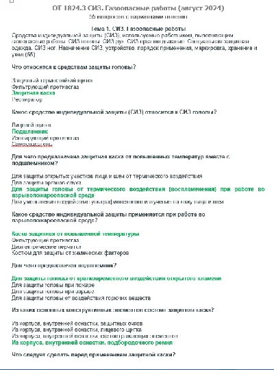 ОТ 1824.3 (август 2024) СИЗ. Газоопасные работы