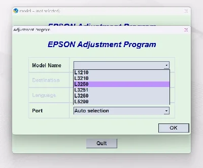 EPSON AdjProg Reset L1210 L3210 L3250 L3251 L3260 L5290