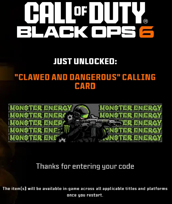 🔑Clawed and Dangerous” Calling Card |  MONSTER ENERGY