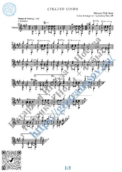 Cielito lindo (Sheet music and tabs for guitar solo)