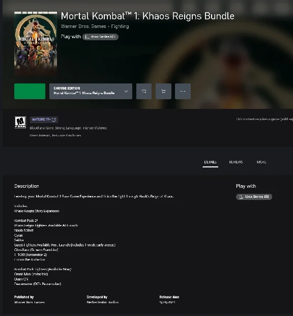 ❗MORTAL KOMBAT 1: KHAOS REIGNS BUNDLE❗XBOX X|S🔑KEY