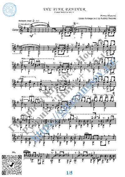The Pink Panther (Sheet music and tabs for guitar solo)