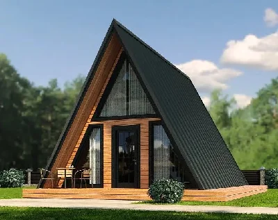 The project of a frame house A-FRAME 6x6 + 2m terrace