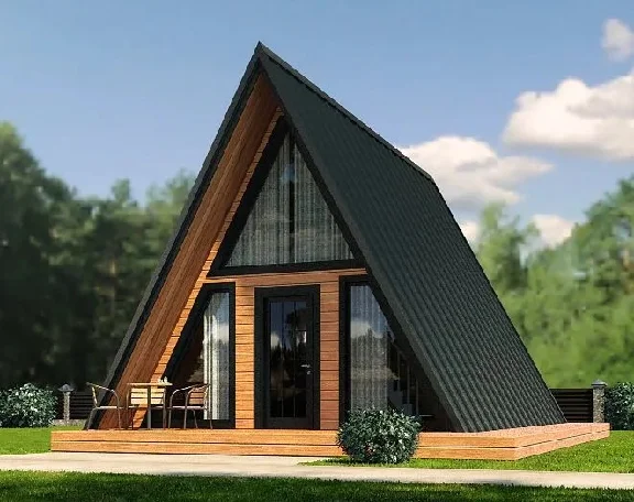 The project of a frame house A-FRAME 6x6 + 2m terrace
