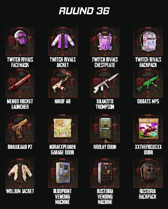 ☑️★ RUST TWITCH DROPS ★ 36 ROUND ★ 16/16 SKINS ★☑️