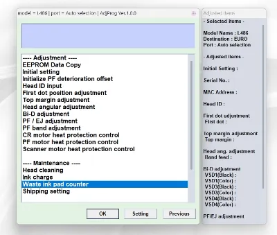 EPSON Adjustment Program Reset L382-L386-L486